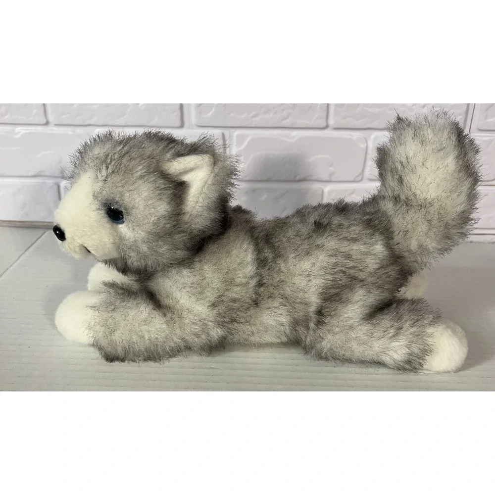 Aurora Brownie Husky Plush Toy Kids Small Grey‎ White Lying Sled Dog Puppy
